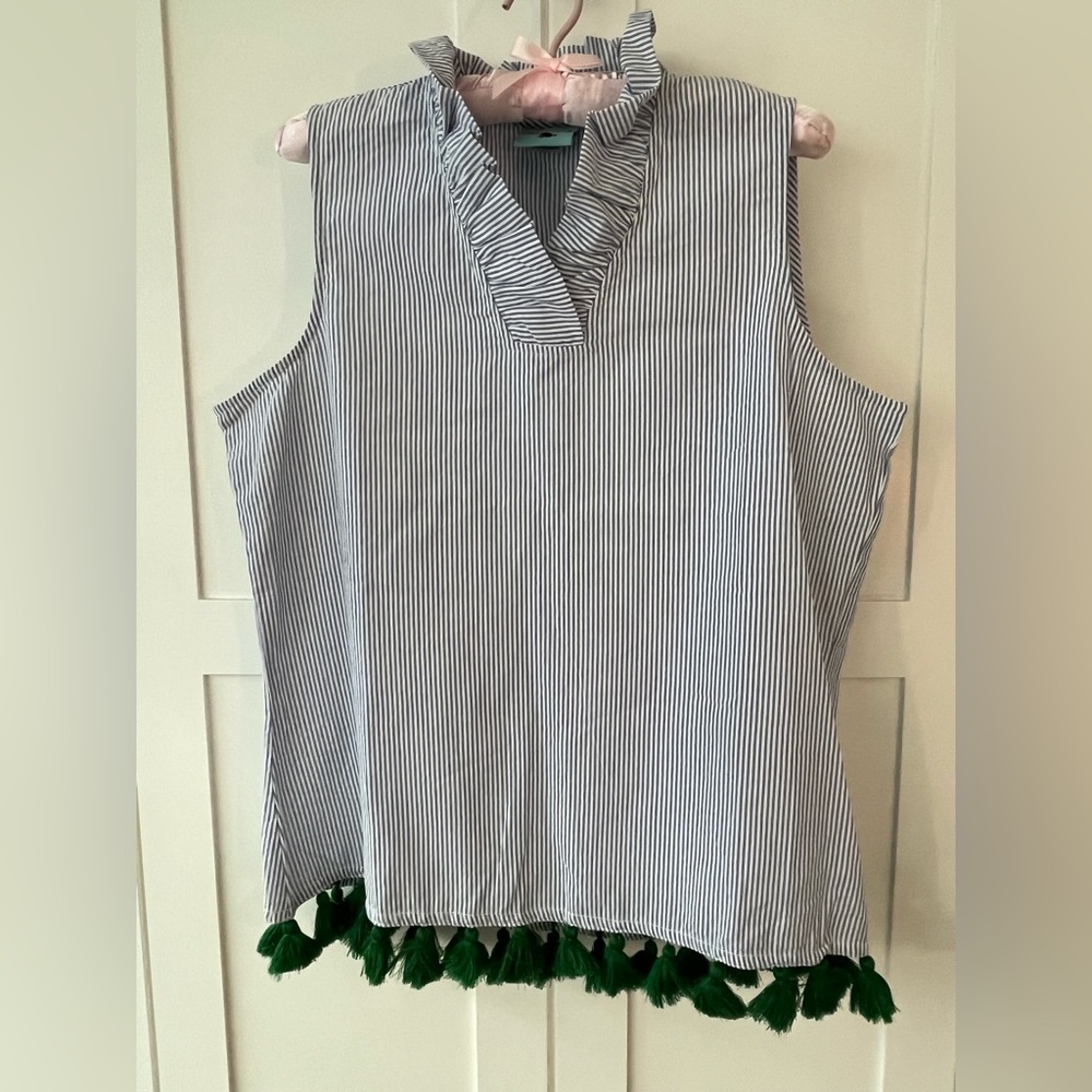 Haley and the Hound sleeveless seersucker top